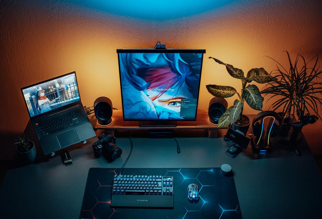 Modern Home Office Setup with Dual Monitors